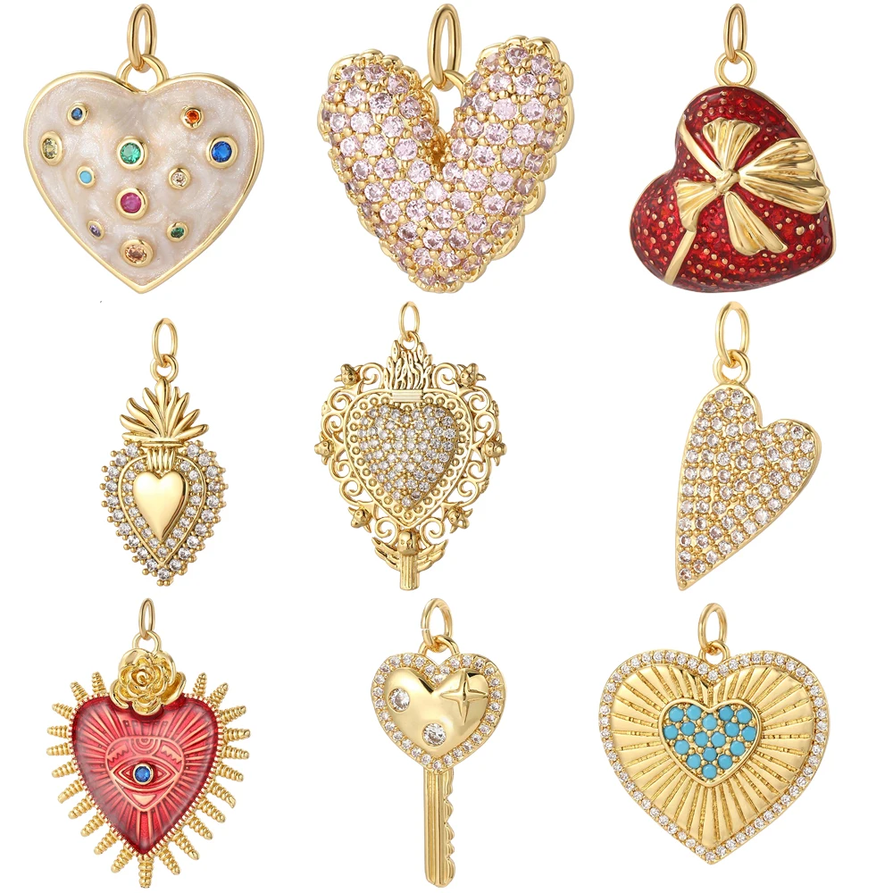 Bohemian hearts Charms Diy Earrings Bracelet Necklace Accessories Gold Color Charms for Jewelry Making Supplies Designer