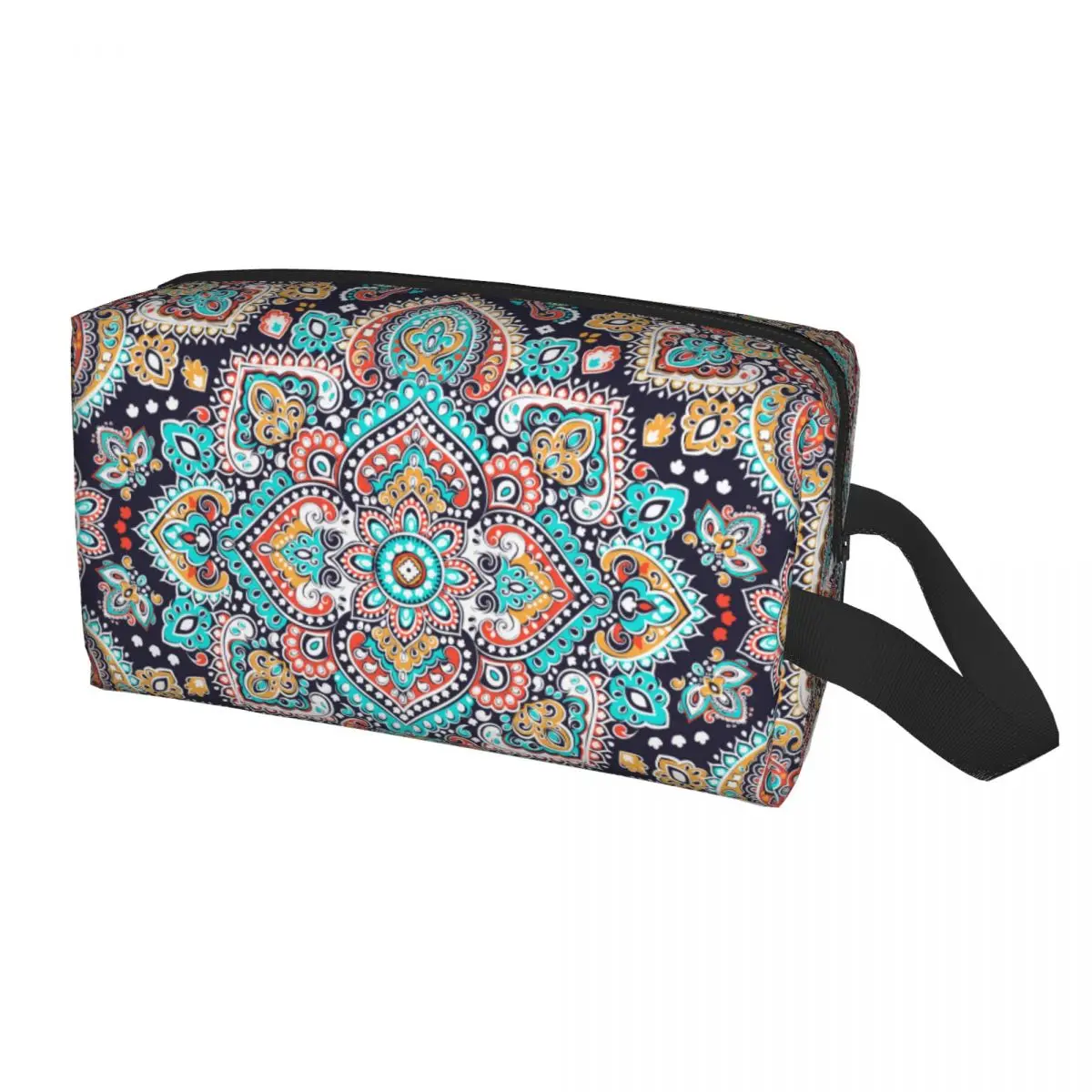 Custom Indian Ethnic Floral Mandalas Pattern Travel Cosmetic Bag for Makeup Toiletry Organizer Lady Beauty Storage Dopp Kit