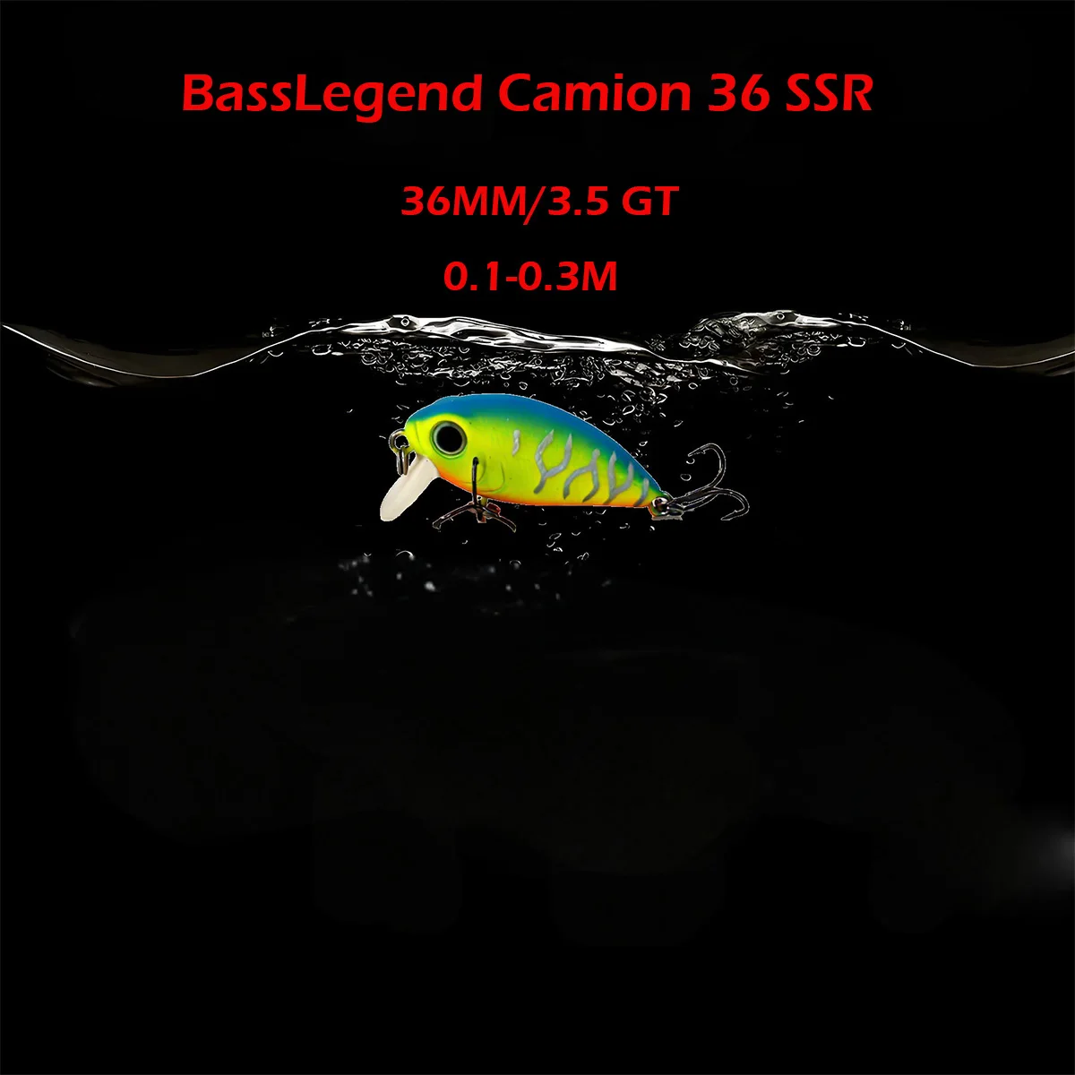 Iscas de Pesca BassLegend Camion SSR para Bass e Trout, Mini Crankbaits para Pesca em Águas Rasas, Crankbait para Black Bass 36 SSR