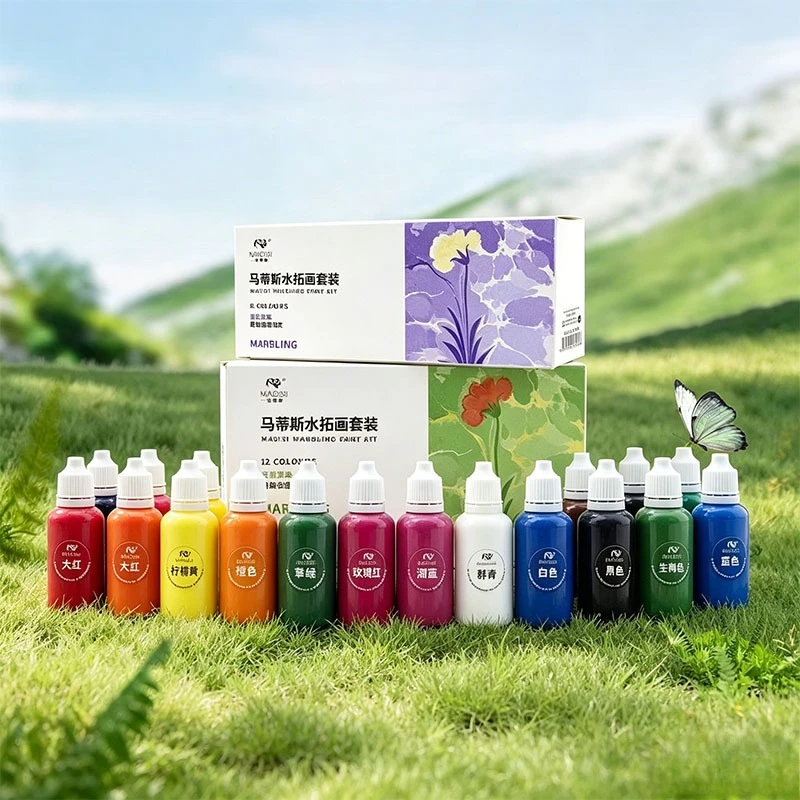 

Matisse 6/12 Colors Water Marbling Art Set Floating Paint Liquid Pigment DIY Craft Kit for Fan Scarf Ebru Painting Art Supplies