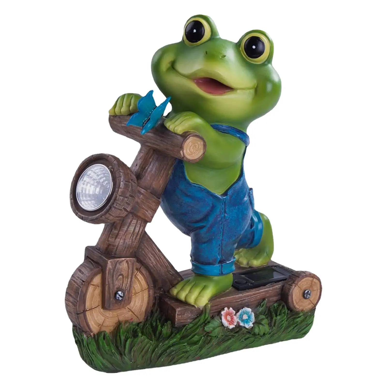 

Solar Powered Green Frog Statue with Solar Light Indoor Outdoor Cute Frog Animal Sculpture for Backyard Lawn Party Pathway Patio