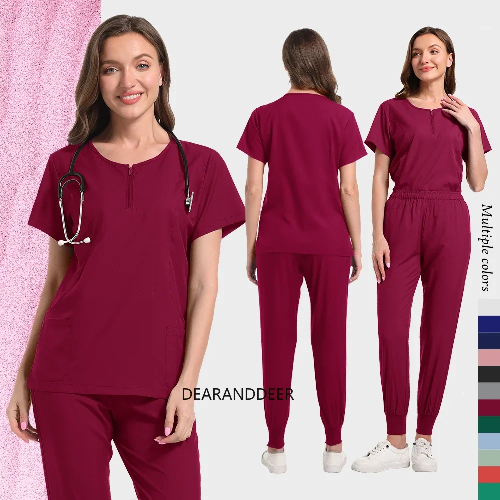 Pure color quick-drying matte nurse set hospital medical search true doctor and dental clinic short-sleeved pocket work uniform