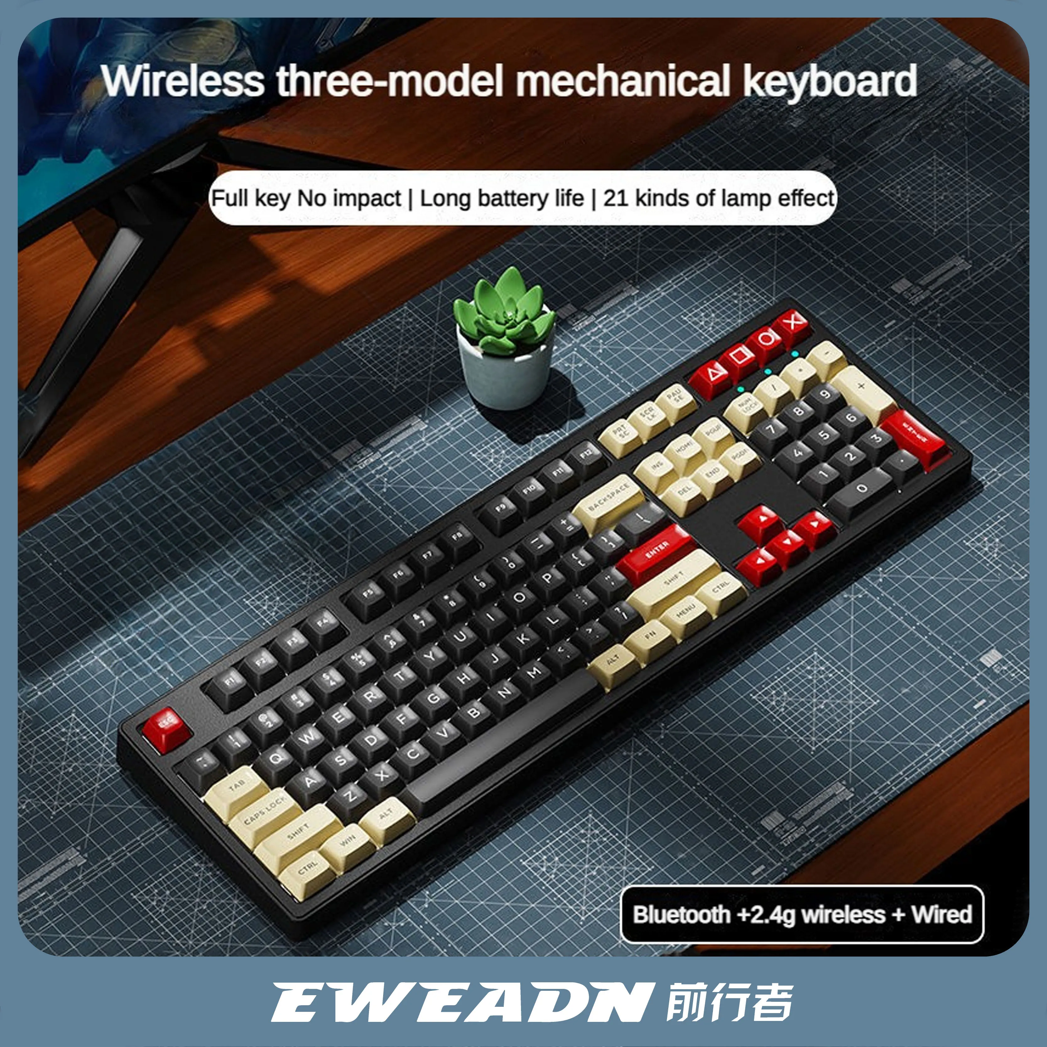 Imagem -01 - Teclado Mecânico sem Fio Bluetooth Tri-mode 108 Teclas 2.4g E-sports Escritório Acessórios para Laptop Eweadn-mt108 teclado mecanico sem fio bluetooth tri mode 108 teclas 24g e sports escritorio acessorios para laptop eweadn mt108 01