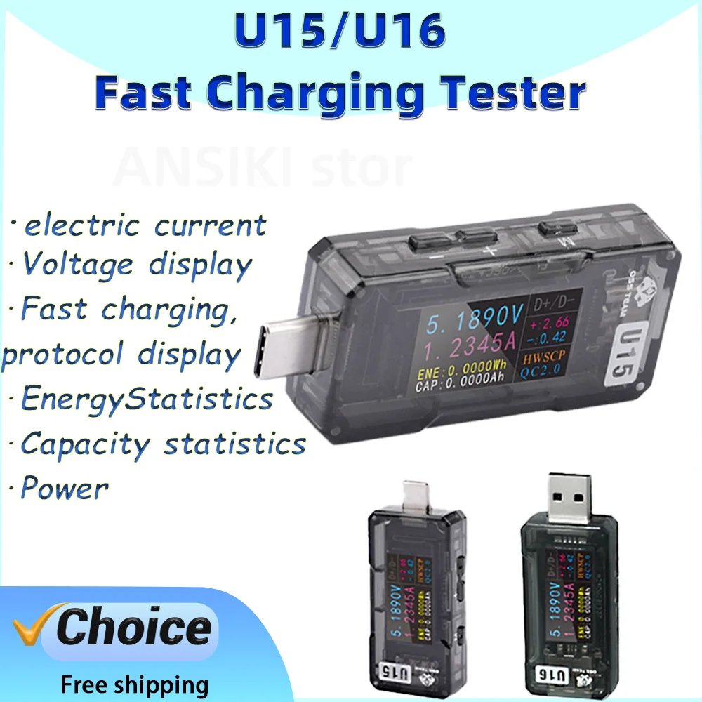 

OSS U15/U16 USB Accuracy Fast Charging Tester Type-C/USB-A PD2.0/QC3.0 Voltage and Current Detection for Mobile Devices