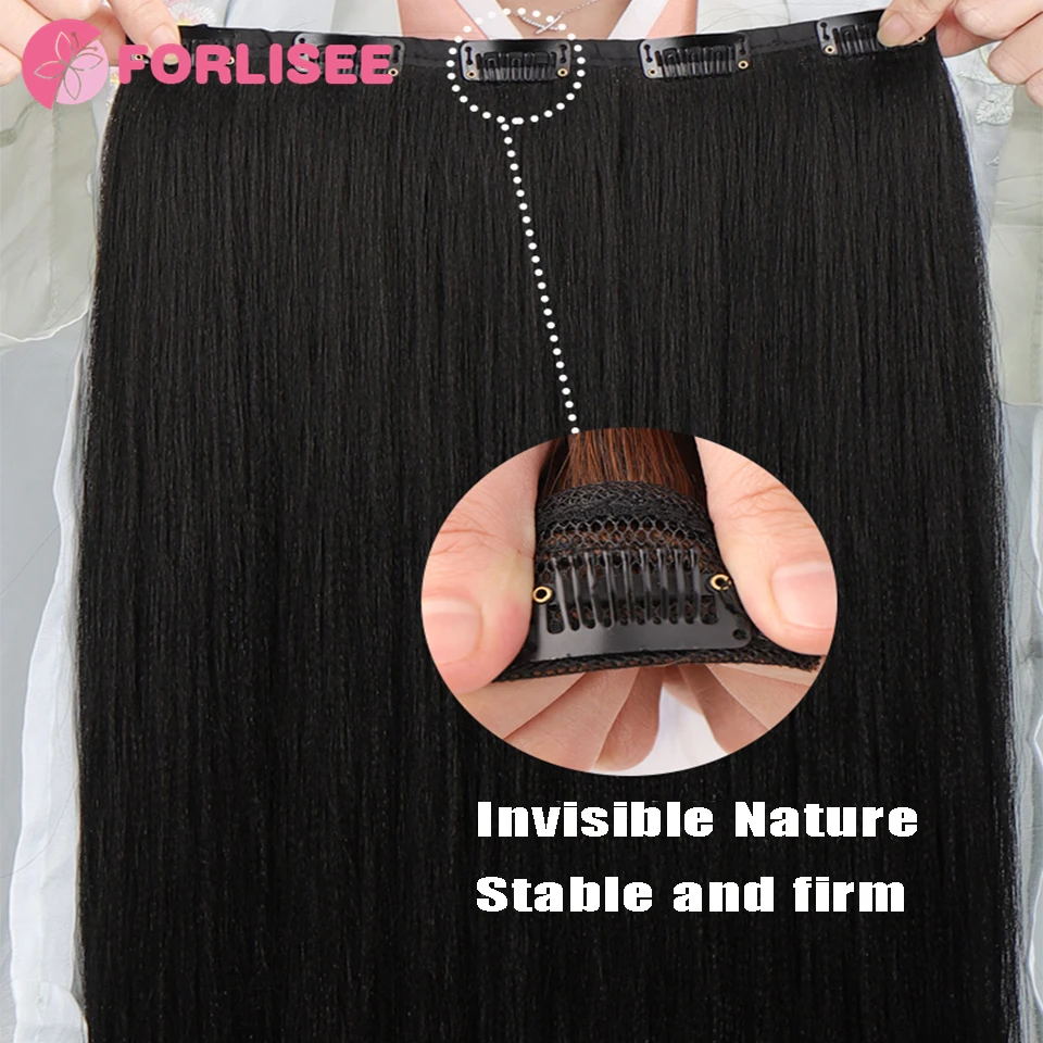 FORLISEE Synthetic Hanfu Wig Piece One Piece Hair Extension Unknotted Long Straight Hair Piece Ancient Style Hairstyle