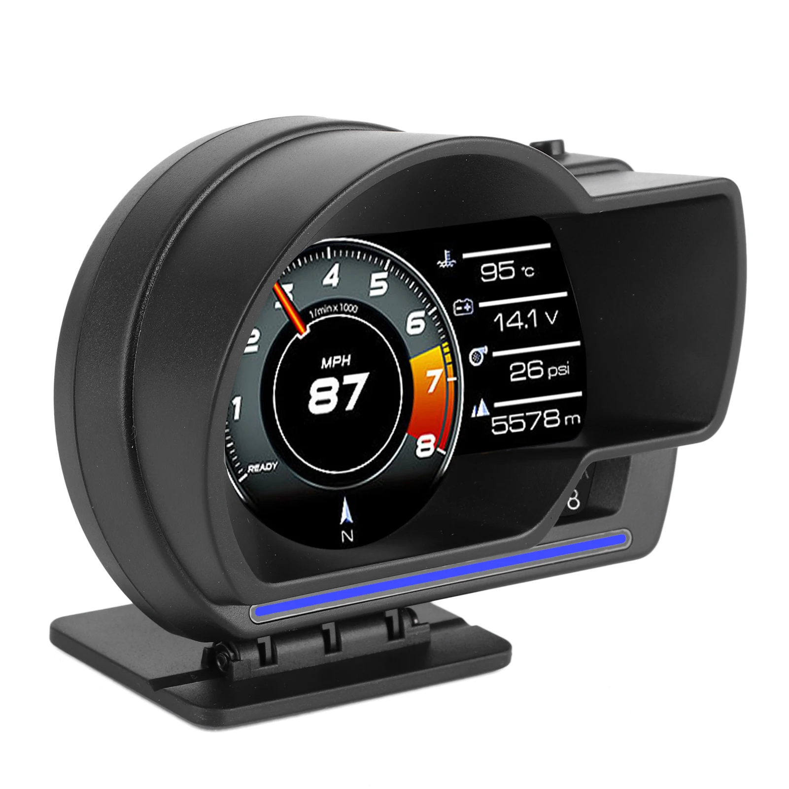 Obd2 + GPS مقياس ذكي للسيارة HUD عداد السرعة توربو RPM إنذار لسيارة شاحنة سرعة تحذير شاشة رقمية للرأس