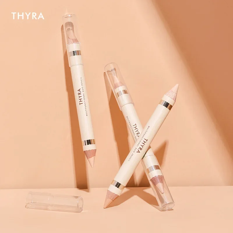 Thyra Penna correttore multieffetto a doppia testa Penna sdraiata con baco da seta per coprire lacrime Fossa Occhiaie Correttore duraturo