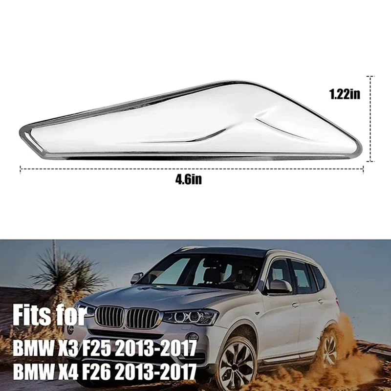 For  BMW X3 X4 F25 F26 2013-2017 Front Side Chrome Fender Trim Finisher Marker Turn Signal Light Lamp Cover Trim