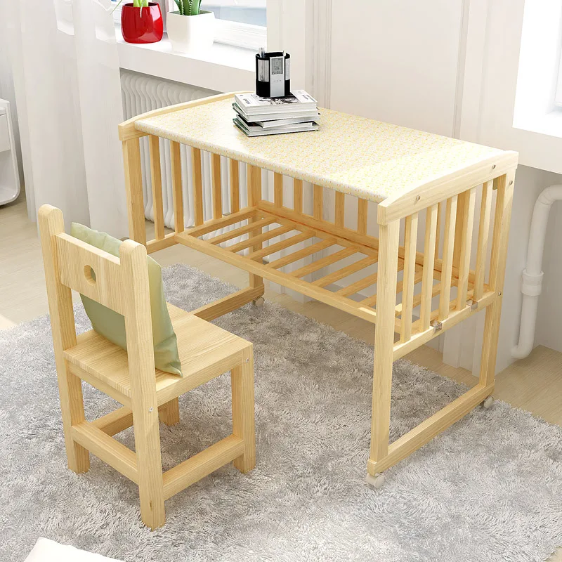 Solid wood crib baby cradle 0-3 years bed small cradle children\'s bed variable desk gift for baby