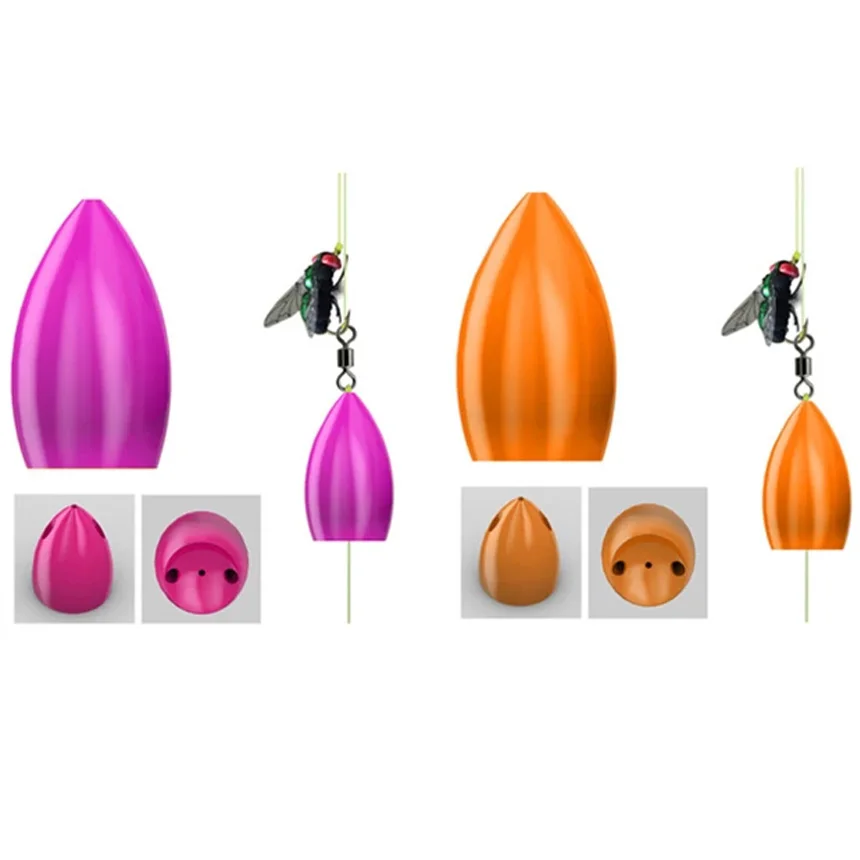 4 unidades de señuelos flotantes ligeros de 3.2g para pesca, tipo Space Beans, que ayudan a lanzar carpas, con girador y asistente de lanzamiento de largo alcance