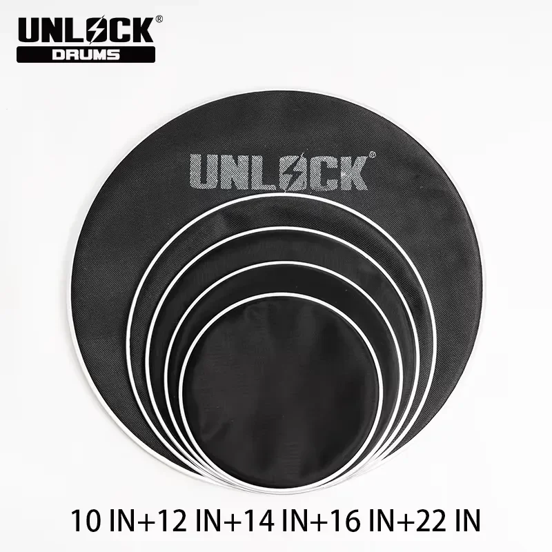 UNLOCK Black 2-3 Layer Mesh Drum Heads E-Drum Set 10/12/14/16/22 Inch Professional Noise Reduction System Customized Logo