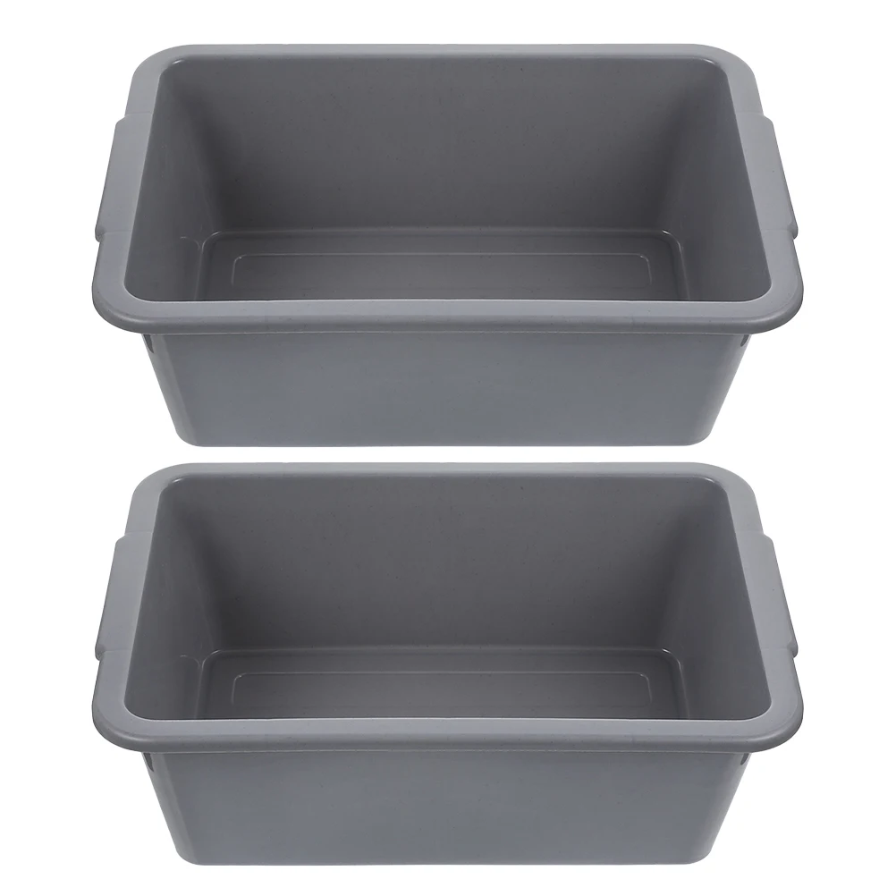 

2 Pcs Multipurpose Bus Tub Storage Basket Plastic Rectangular Tubs Utility Box Commercial Grey Restaurants Travel Lightweight
