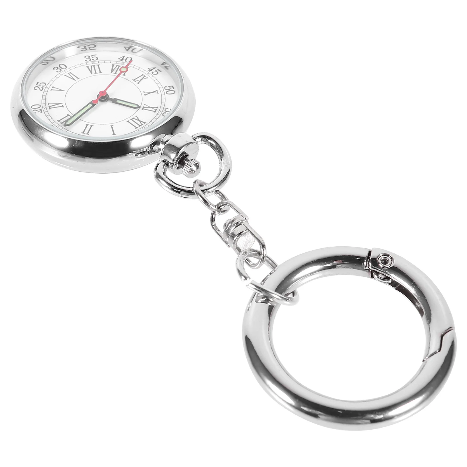 

Nurse Watch Silver Portable Durable Luminous Hanging Pocket Watch Quartz Movement Stylish Keyring Key Ring Watches