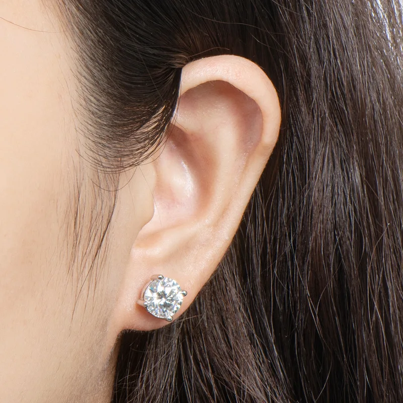 0,1-5CT 4-Krallen Moissanit Ohrstecker für Damen S925 Silber 18k Vergoldet Braut Hochzeit Feiner Schmuck – Detail 9