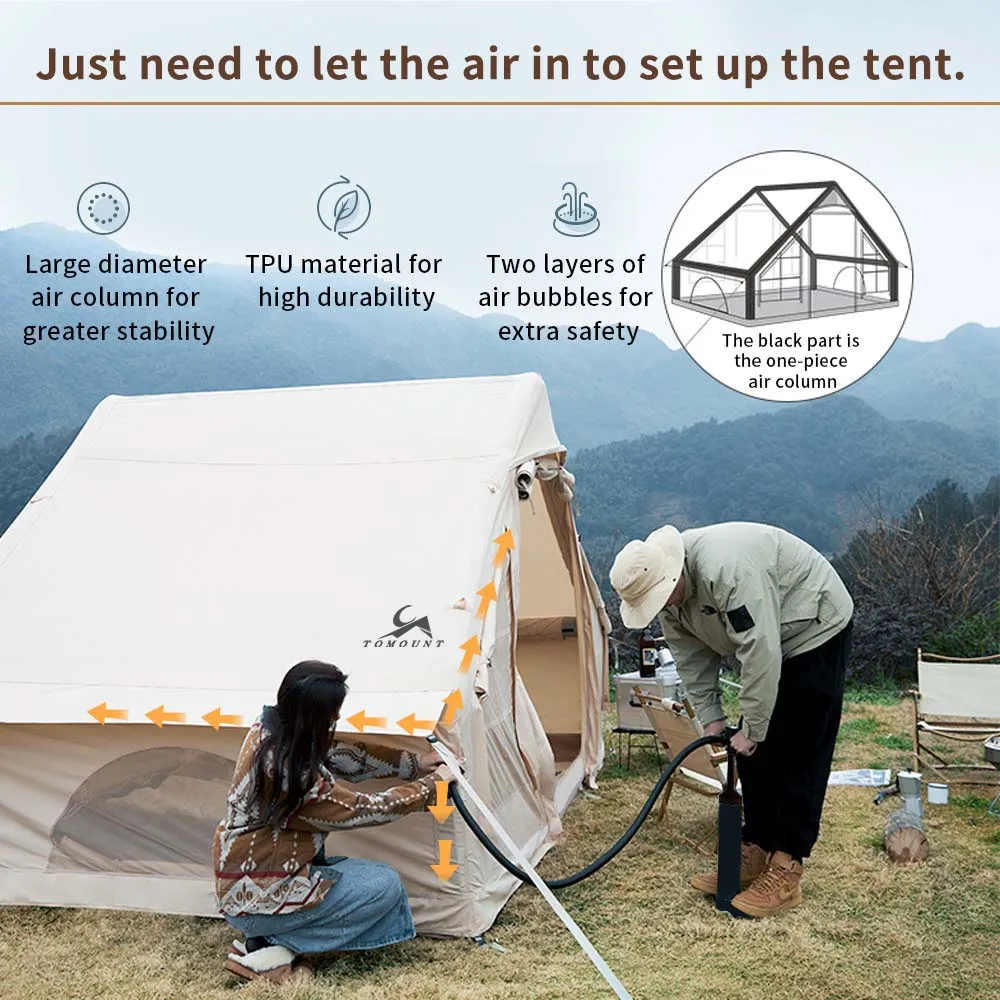 Tomount 4 Person Four Season Automatic Inflatable Tent with Air Pumb Waterproof Portable Camping Tent for Outdoor Glamping