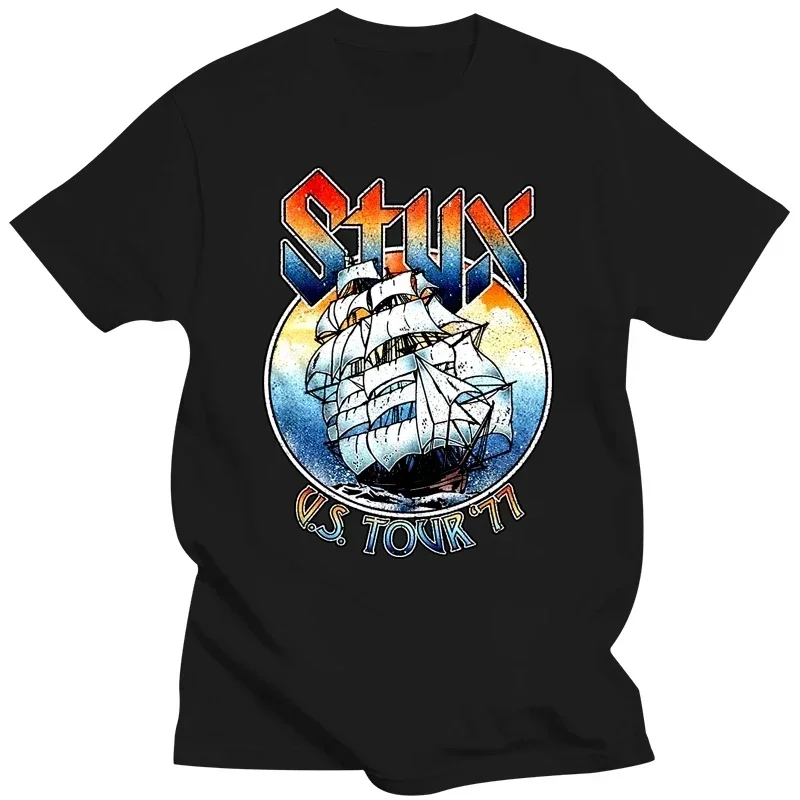 Heavy Metal 1960s Punk Rock Music Plus Size Novelty  USA Tour 1977 Ship Mens T shirt Rock Band Boat on The River Cornerstone