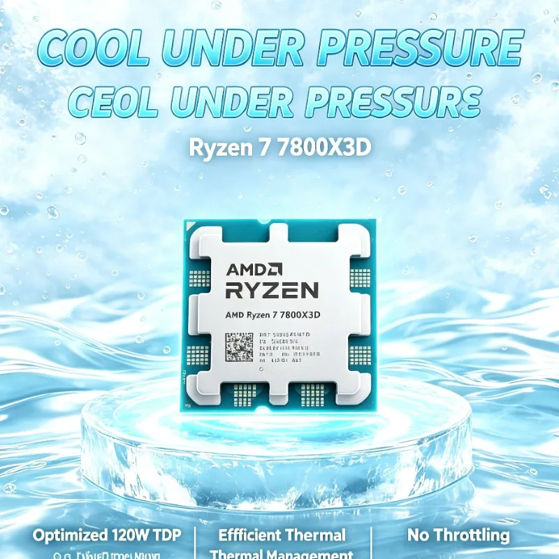 High Efficiency 120W TDP CPU AMD R7 7800X3D AM5 Socket 8 Core 16 Thread 5NM 4.2GHz 96M L3 Cache DDR5 Desktop Gaming Processor