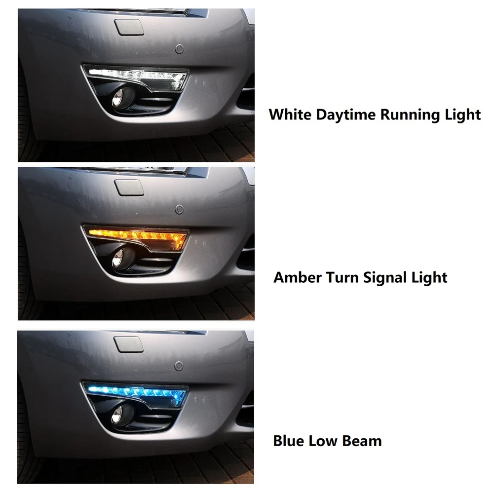

White DRL LED Daytime Running Light Assembly For Nissan Teana Altima 2013-2015 Blue Low Amber Turn Signals