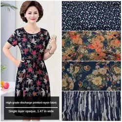 Summer Rayon Printed Fabrics Per Meter for Dress Skirt Pants Shirt Pajamas Diy Sewing Needlework Cloth Soft Smooth Thin Flower