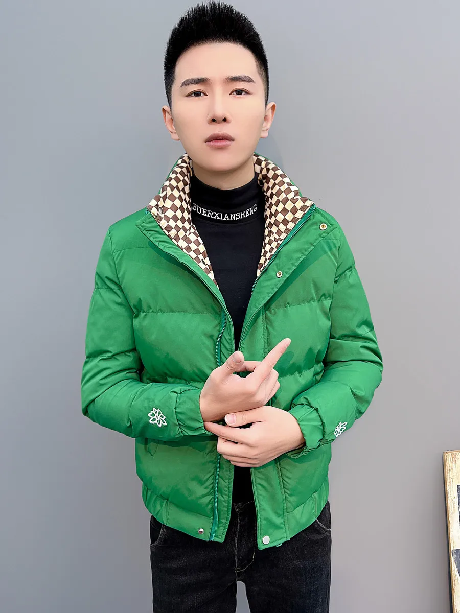 

Men's Slim Fit Short Cotton Jacket Lightweight Warmth Puffer Cotton Coat Youth Casual Cleanfit Zipper Closure Color