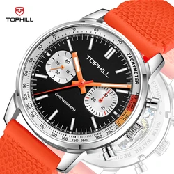 TOPHILL 40mm Men's Panda Chronograph 1963 Watch Seagull ST1901 Movement Mechanical Luminous Wristwatches Sapphire 50M Waterproof