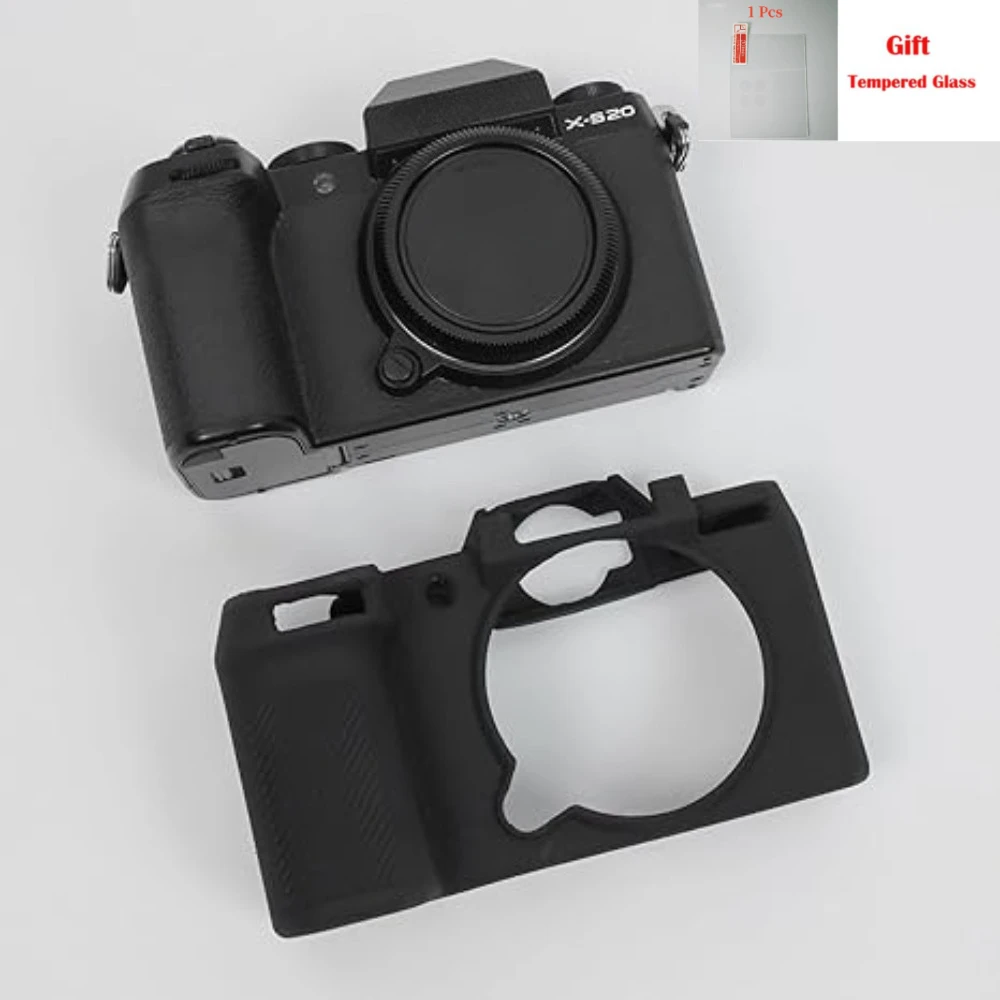 For Fujifilm X-S20, premium soft rubber silicone body shell, protective camera pouch with free tempered screen film,