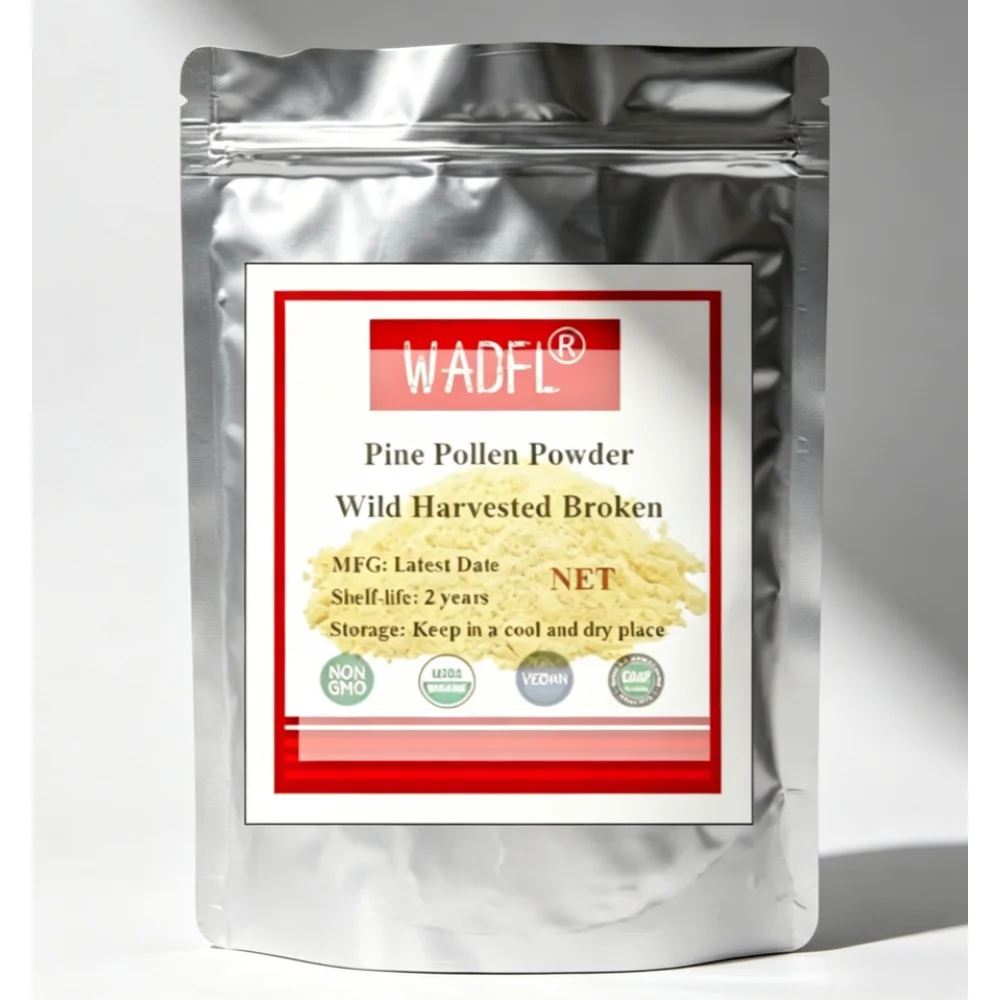 Polvo de Polen de Pino Natural Personalizado, Polen de Pino de Pared Rota en Bolsa Plástica de Doble Capa para Distribuidores Globales