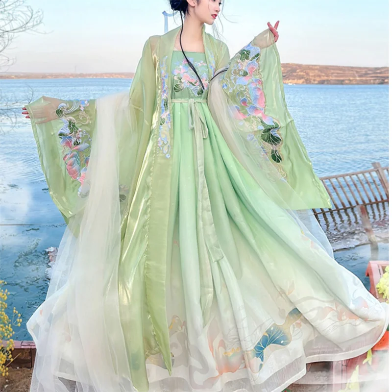 Tang Hanfu Women Dress Guofeng Sleeved Shirt Elegant Princess Ancient Costume Super Fairy Cosplay Stage Performance Outfit Lady