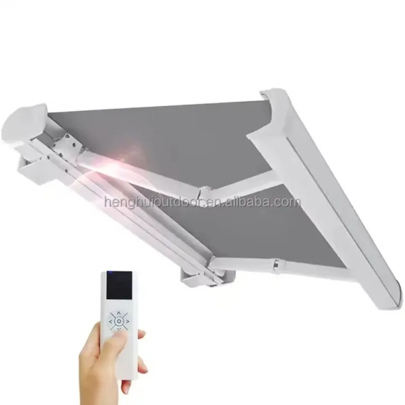 Custom Outdoor Patio Sun Shades Electric Awnings Retractable Canvas Window Cassette Awning Arm Folding Polyester Fabric