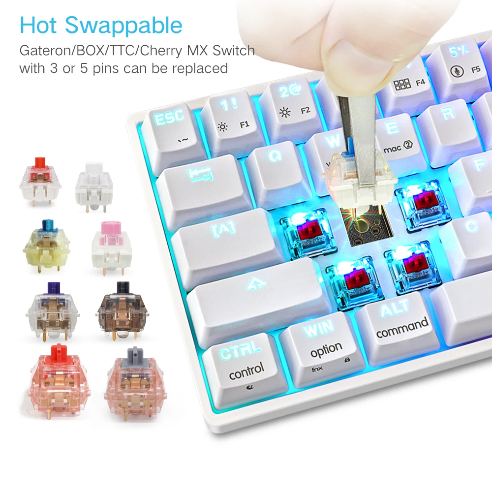 SKYLOONG GK61 Mechanical Keyboard 60% SK61 QMK VIA Hot Swappable RGB Mini Bluetooth Wireless Keyboards for Gamers Gaming Desktop