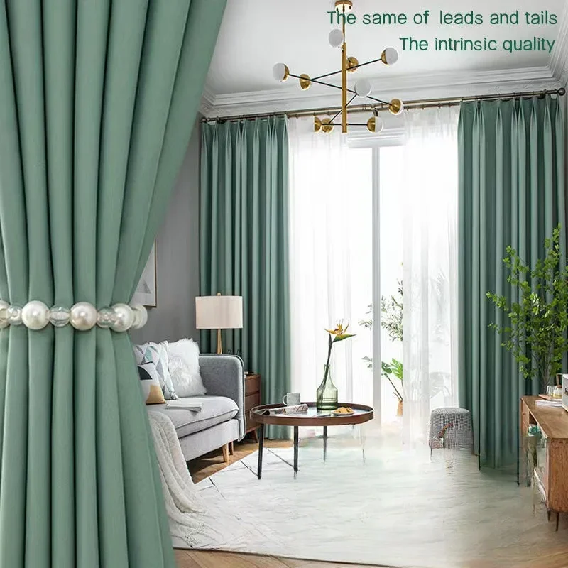 

Hotel Soundproof Thick Shading Curtains for Living Dining Room Bedroom Finished Product Full Shading Fabric Household Use