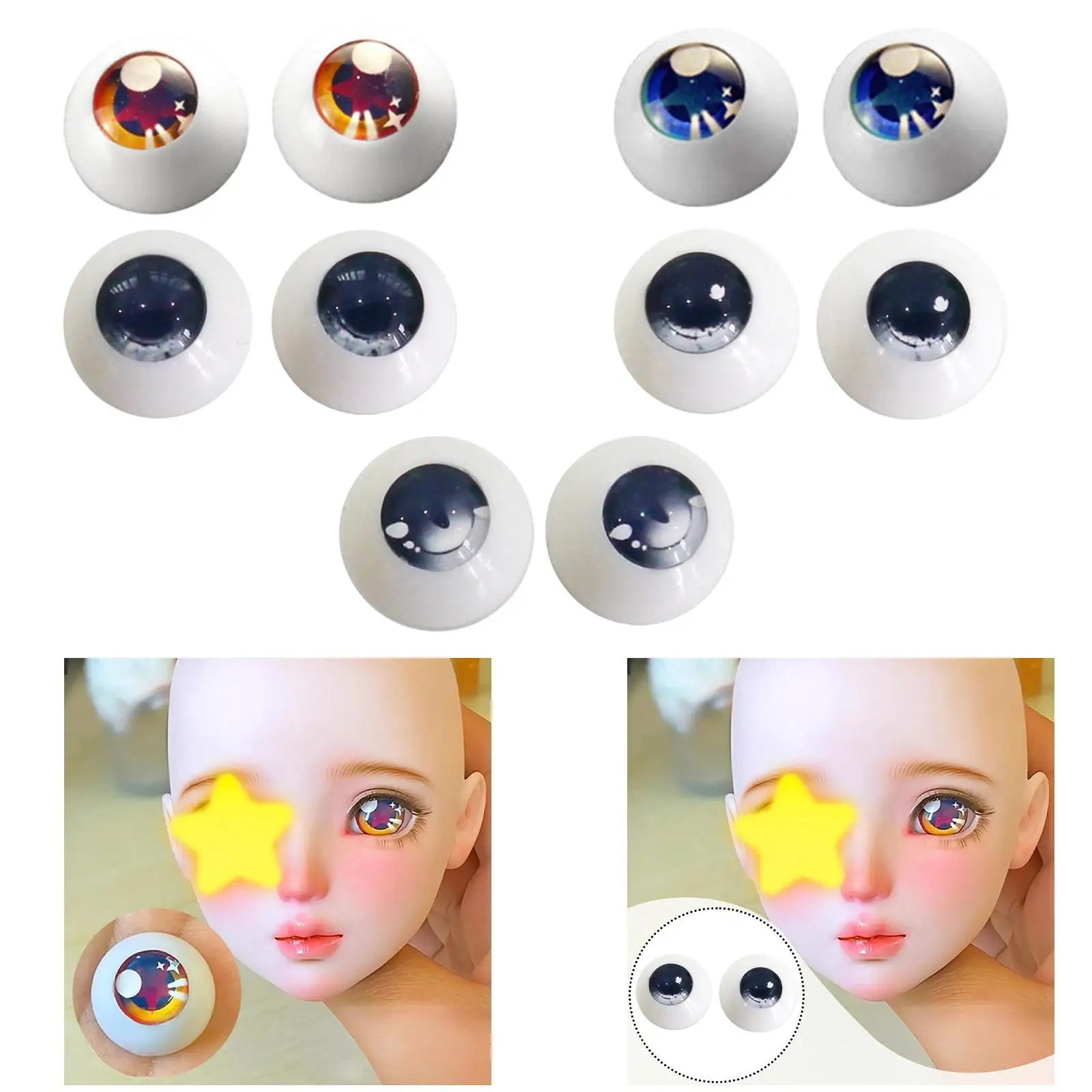 2x Acrylic Doll Eyes Multifunctional High Performance Art Crafts Sturdy 18mm