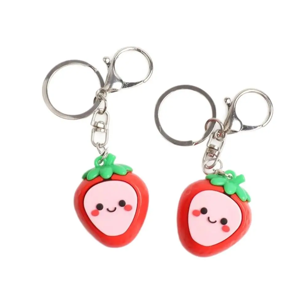 Pineapple Design Fruits Durian Button Keychain Button Shape Squeeze Function Mini Pressable Strawberry Keychain Click Sound