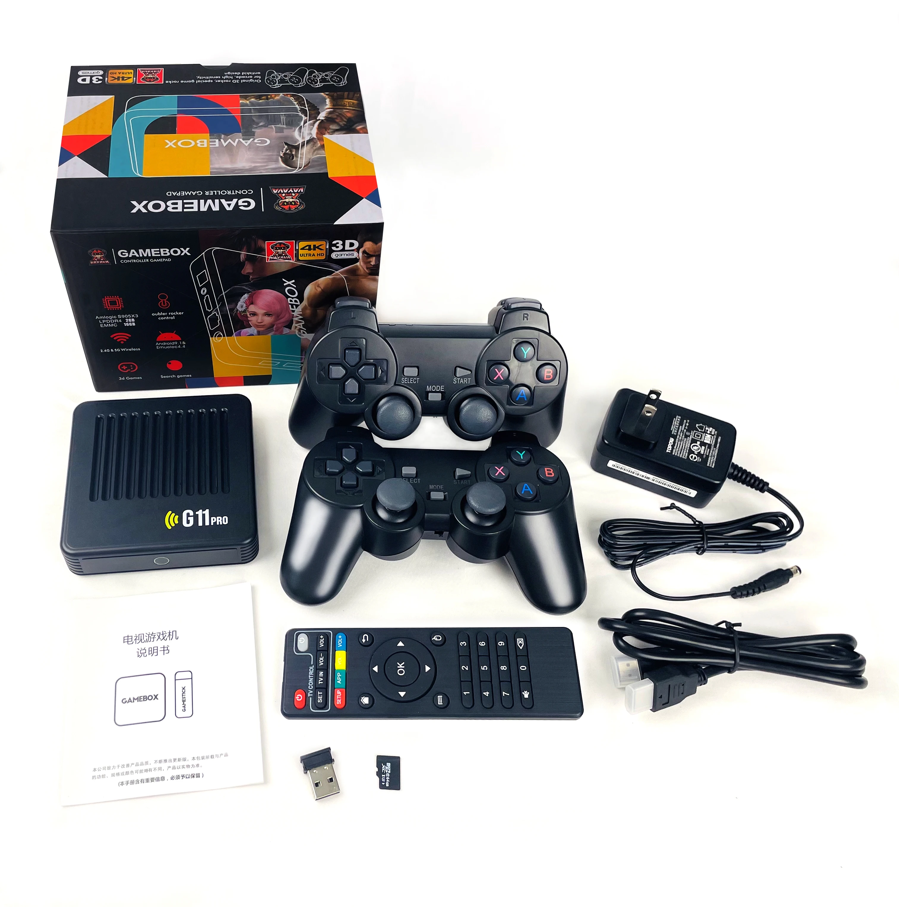 G11 Pro 4K HD 3D Video Game Console Built in 40000 Retro TV Games Portable 2.4G Wireless Game Stick Dual System Support Android