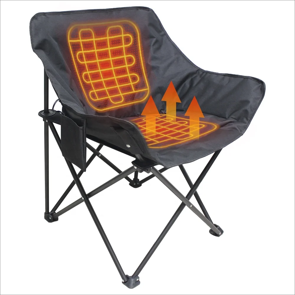 

Foldable Heated Camping Chair for Outdoor Use Comfortable Lumbar Pillows & Seat Cushions Heated Camp Chair