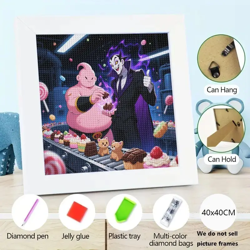 

1 шт. 5D DIY комплект алмазной живописи, аниме Majin Buu и Dark Sorcerer Sweet Factory Scene, Full Drill Fantasy Villain Dessert Craft,