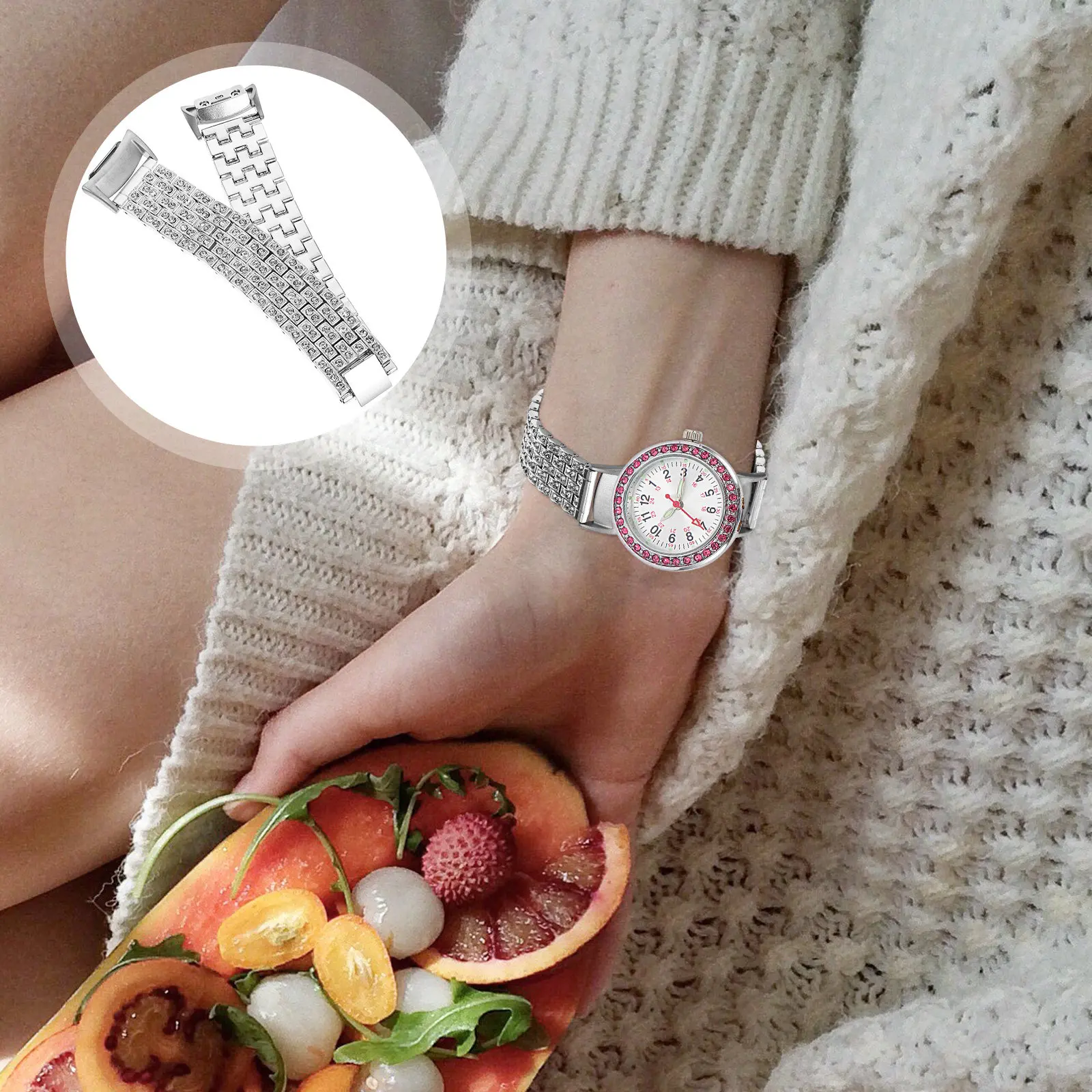 Wear-Resistant Stainless Steel Smart Watch Strap Delicate Adjustable Replacement Band Compatible with Samsung 2 Pro