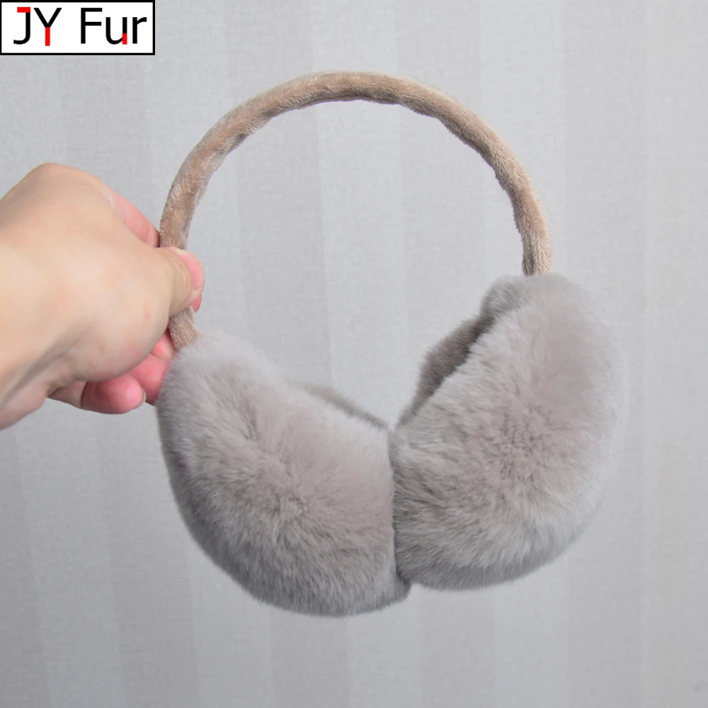 Rex Rabbit Fur Hang Ear Cover Warm Winter Earmuffs Headwear Ear Muffs Fur Earmuffs Cold Ear Warmer Fold Ear Protection Headband