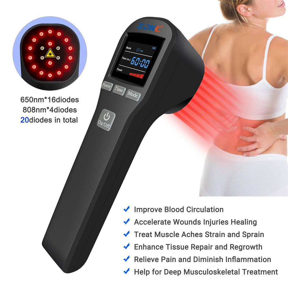 

ZJKC Medic Therapeutic Handheld Pain Management Cold Laser Therapy Device Red and Infrared Laser for Biostimulation Pain Relief