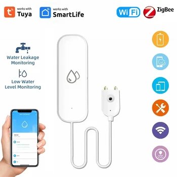 Zigbee-Capteur de fuite d'eau WiFi intelligent Tuya, alarme, détecteur de niveau d'eau, capteur de fuite d'inondation, système de sécurité