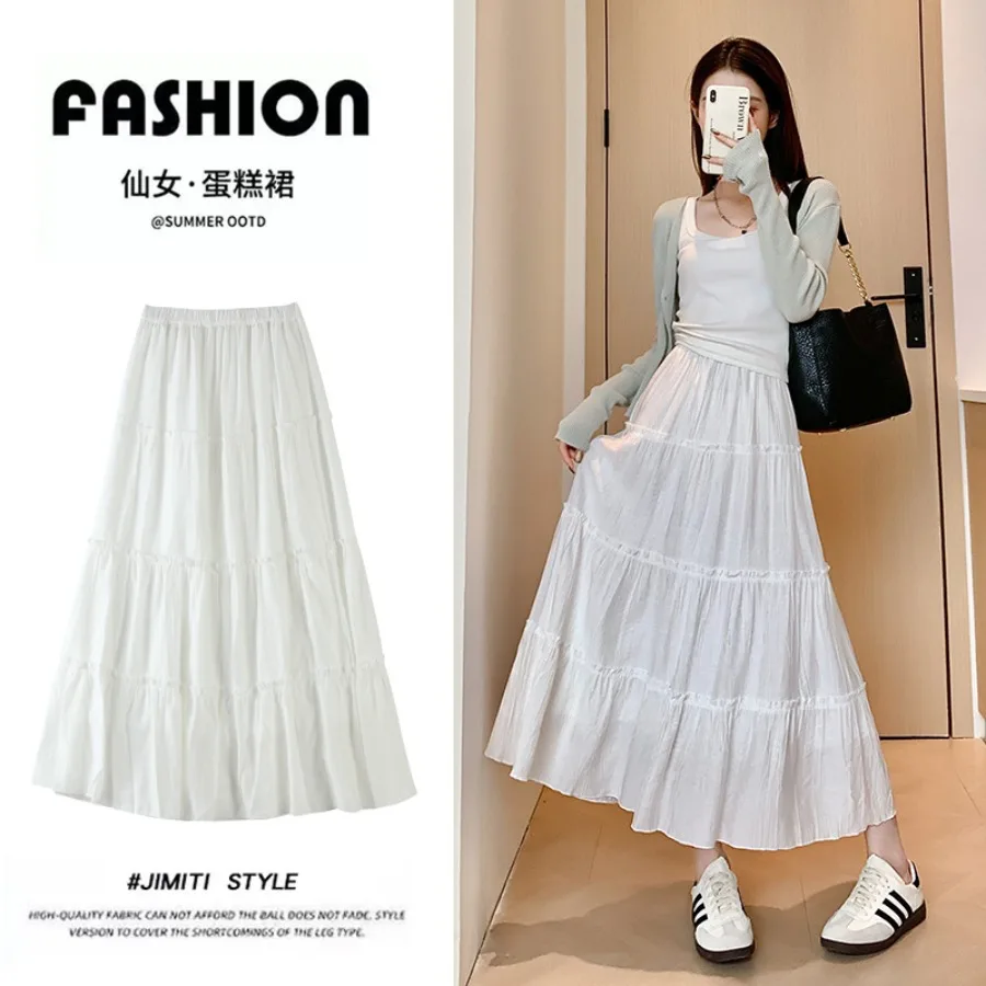

【HOT】White short skirt women's spring and autumn 2026 new high waist A-shaped medium-length gentle wind small figure puffy cake