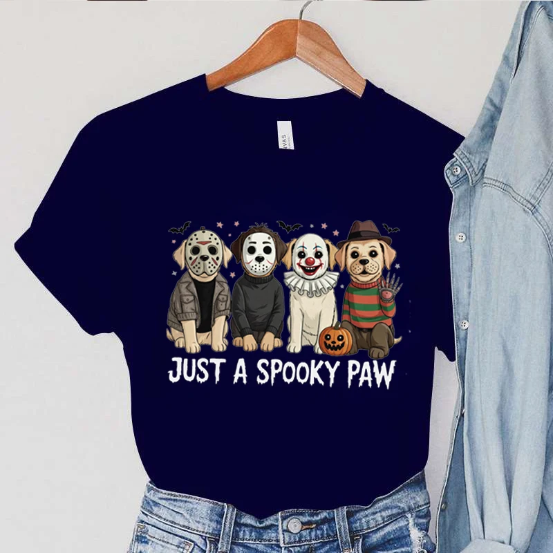 T-Shirt pour femmes à manches courtes été juste une patte effrayante haut imprimé Halloween chien mode tendance T-Shirt col rond vêtements