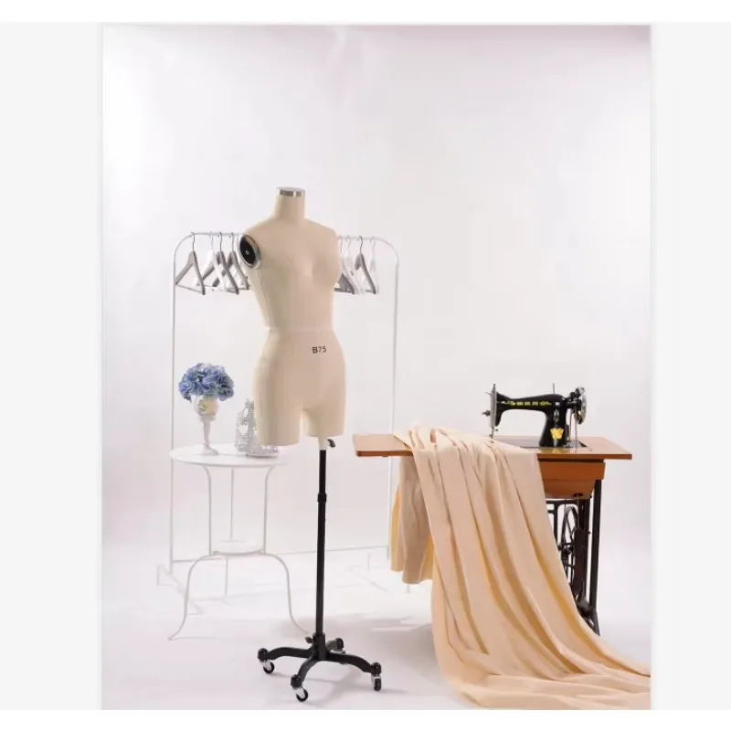 Adult Female White Fully Pin Dress Form Mannequin Torso With Arms & Rolling Base, Dressmakers Mannequin For Sewing