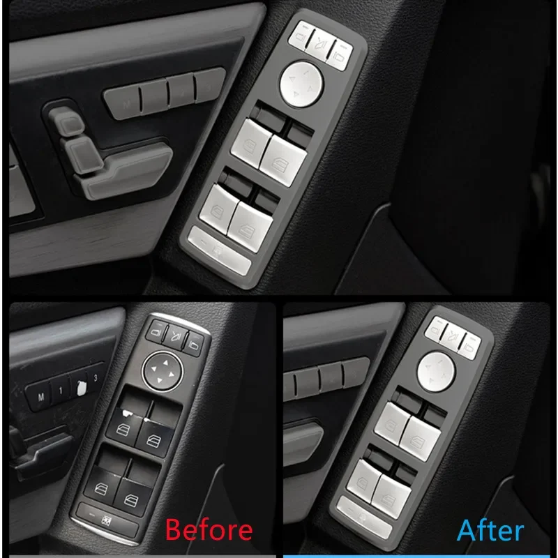 Car Interior Modification Central Control CD Air Conditioning Window Lifting Button Trim Sticker Fit For Mercedes Benz C GLK