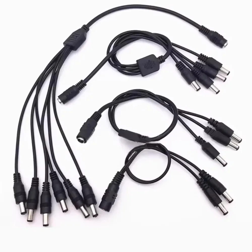 12V DC Power Splitter Extension Cable 5.5x2.1mm 1 Female To 2 3 4 5 6 8 Male Plug for LED Strip Lights CCTV Surveillance Camera