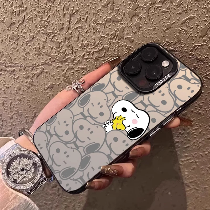 Snoopy Cartoon Gradient Cute Love Phone Case For iPhone 16 15 14 13 12 11 Pro Max XR XS Max 7 8 Plus MINI Y2K Full Screen Cover