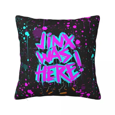 Jinx Arcane 베개 케이스, 폴리에스터 쿠션 커버, 리그 배틀 게임 레전드 던지기 베개 케이스 커버, 가정용 도매, 45x45cm