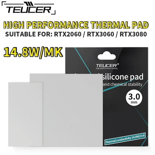 Imagen 1 del producto TEUCER-almohadilla de silicona para disipar el calor, almohadilla térmica de silicona suave para CPU/GPU, placa base de tarjeta gráfica, 14,8 W/MK TP400