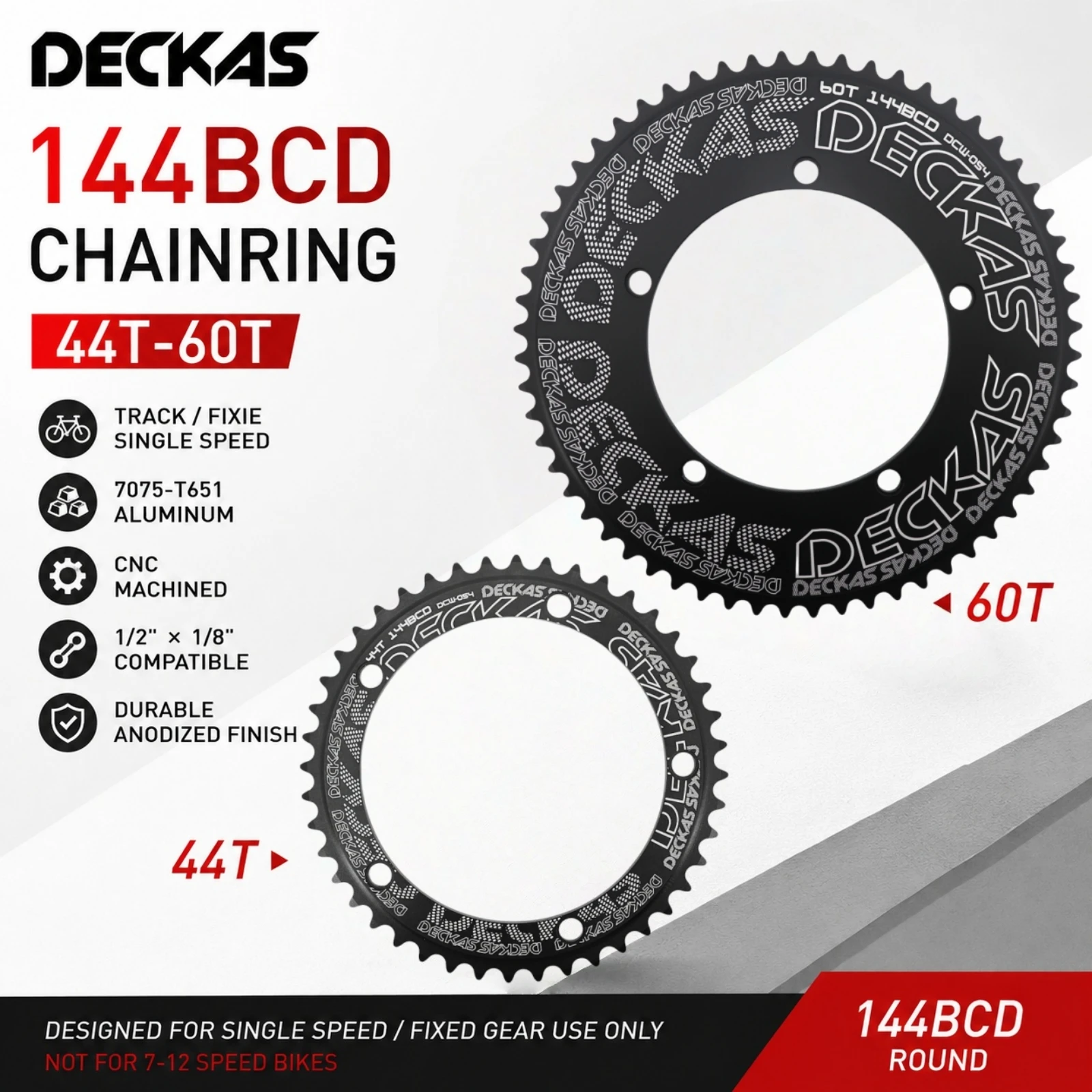 144BCD Fixed Gear Chainring 44T-60T Aluminum