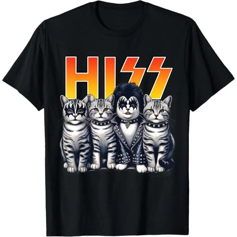 

Cute Hiss Cats Rock Kittens Kitty Rocking Music Cat Lovers Men T-Shirt men woman